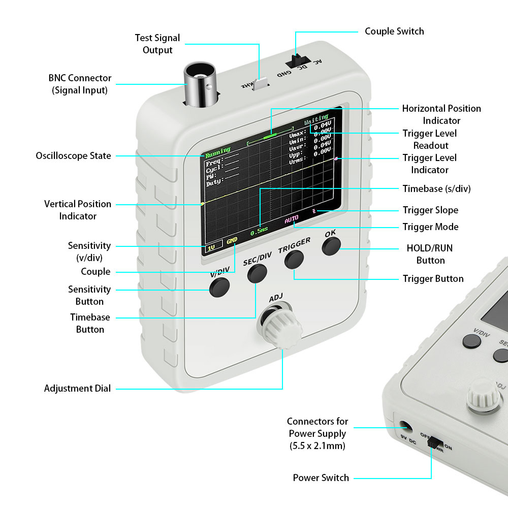 Fully Assembled Orignal Tech 15001K DIY Digital Oscilloscope Kit With Housing case box