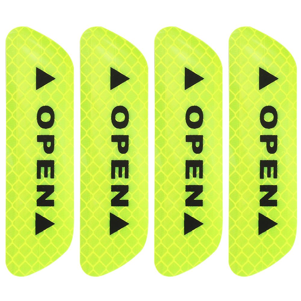 4 Pcs/Lot Auto Car Door Open Sign Warning Mark Sticker Reflective Tape Night Driving Safety Decals Car Exterior Trim: Green