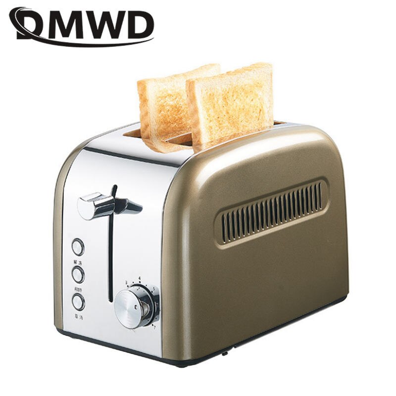 DMWD Multifunctional Electric Toaster 2 slice Automatic Bread Baking machine Stailess steel Toast Sandwich oven with crumb trays