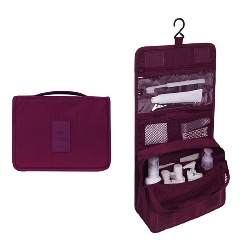 Portable Travel Storage Bag Cosmetic Organizer Cloth Underwear Toiletry Bag Organizer Suitcase Makeup Organizer Wash Storage Bag: Wine Red