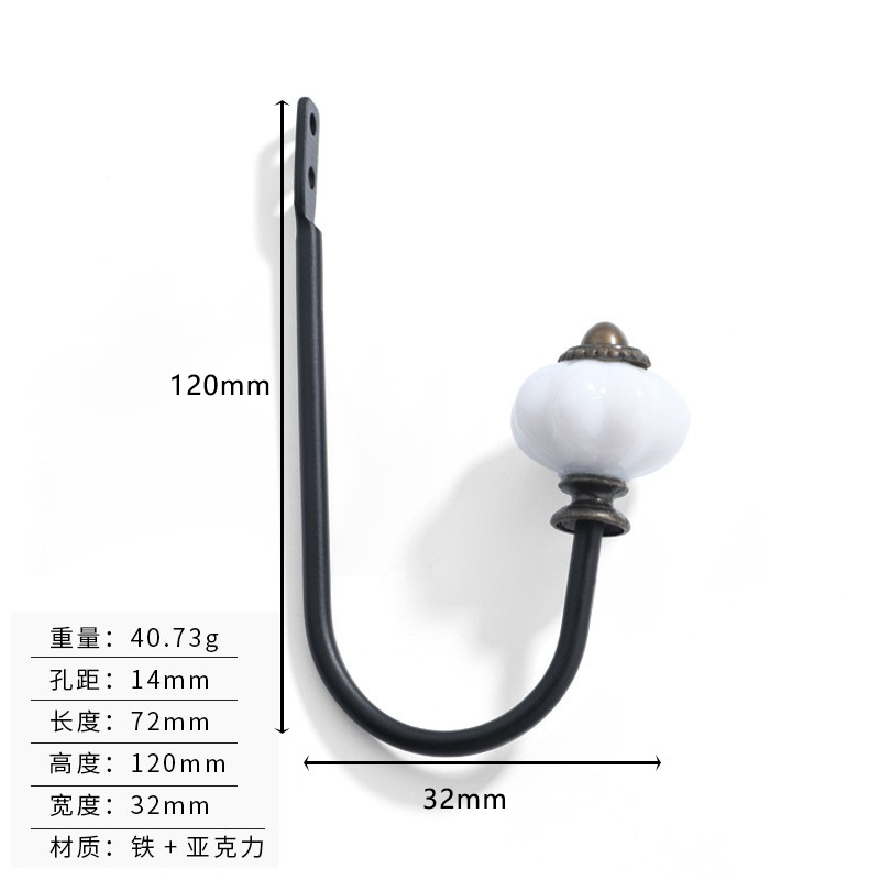 Crochet Mural en Métal en Forme de U pour Rideau, Crochet de Fixation en Fer Rétro, avec Vis, Originalité: Bleu profond