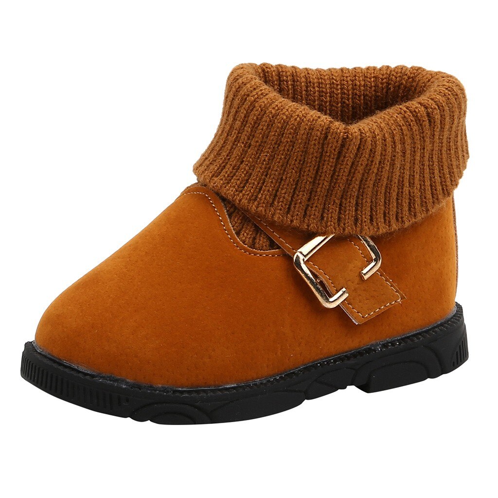 Inverno recém-nascido sapatos quentes da criança infantil crianças meninas sólido botas curtas bootie sapatos casuais do bebê das crianças sapatos térmicos: Brown / 21