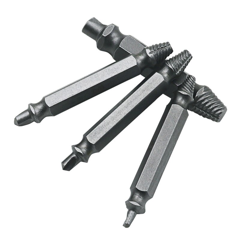 4pc Double Ended Damaged Screw Extractor Broken Breakage Head Screw Extractors Wood Bolts Remover Extract Drill Tool 1# 2# 3# 4#