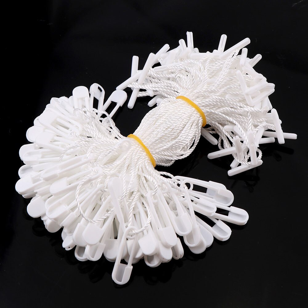 100 unids/set de pines hebilla de algodón de ropa de etiqueta cartas de soga DIY Ropa Accesorios colgando de la tableta para bolsa de ropa etiqueta tarjetas: white