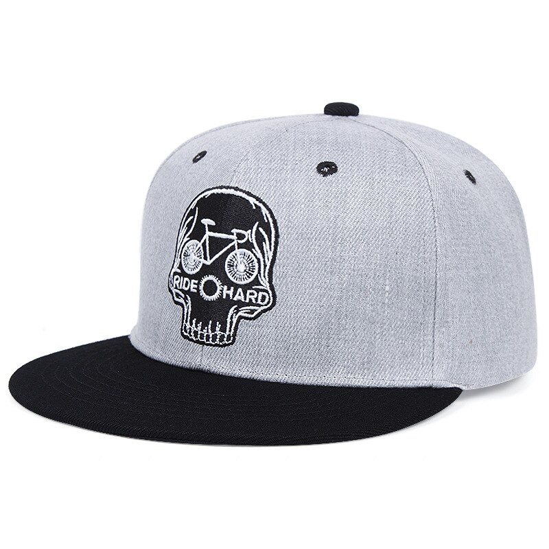 Schedel Borduurwerk Effen Katoen Snapback Caps Vrouwen Platte Rand Hip Hop Cap Outdoor Baseball Cap Bone Gorras Heren Caps en Hoeden: Default Title