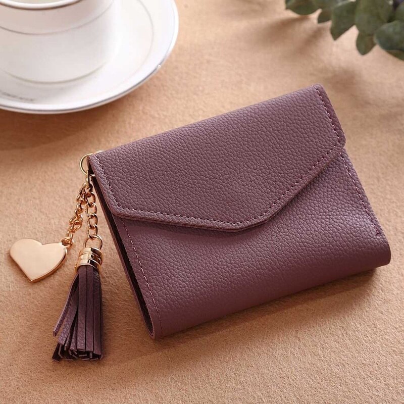 Women's Mini Wallet Candy Color Cute Coin Purse Card Package Wallets Heart-shaped Embroidery Women Short Wallet Multi-function: A-5