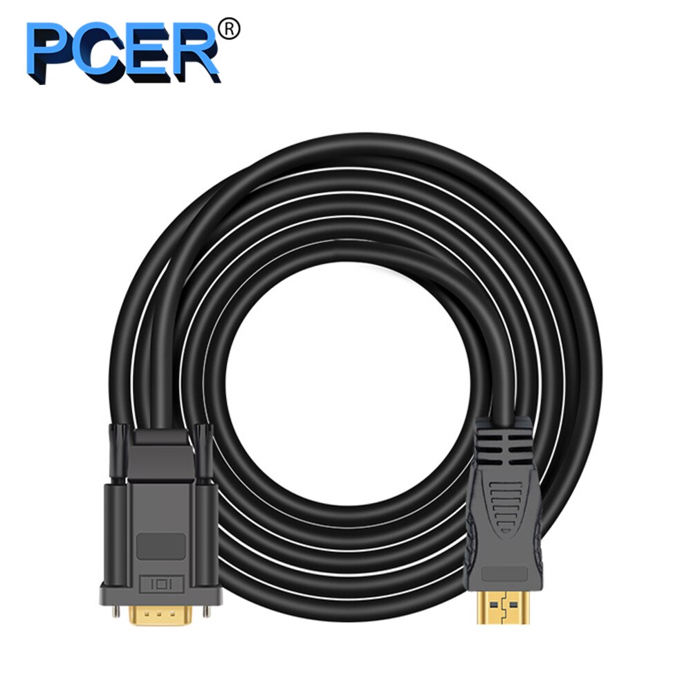 PCER HDMI VGA Cable HDMI to VGA Cable Cord Audio Video HDMI male to VGA male cable 1920*1080P For PC Monitor HDTV Projector