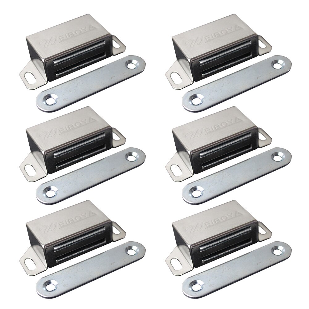 4 pièces Bruit Réduire Fermeture De Porte Meuble Prise Magnétique À tablettes Coulissantes pour charges Lourdes Home Hardware Loquets En Acier Inoxydable Cuisine: 6 PCS