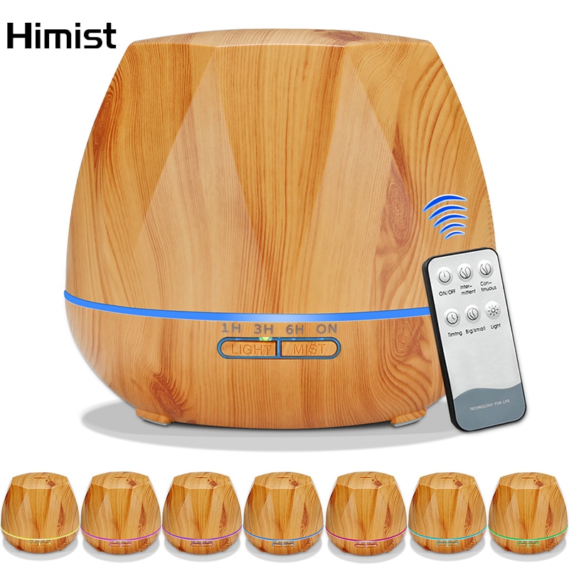 Aromatherapie olie diffuser afstandsbediening ultrasone lucht aroma luchtbevochtiger 550ml grote capaciteit elektrische vernevelaar hout luchtbevochtiger