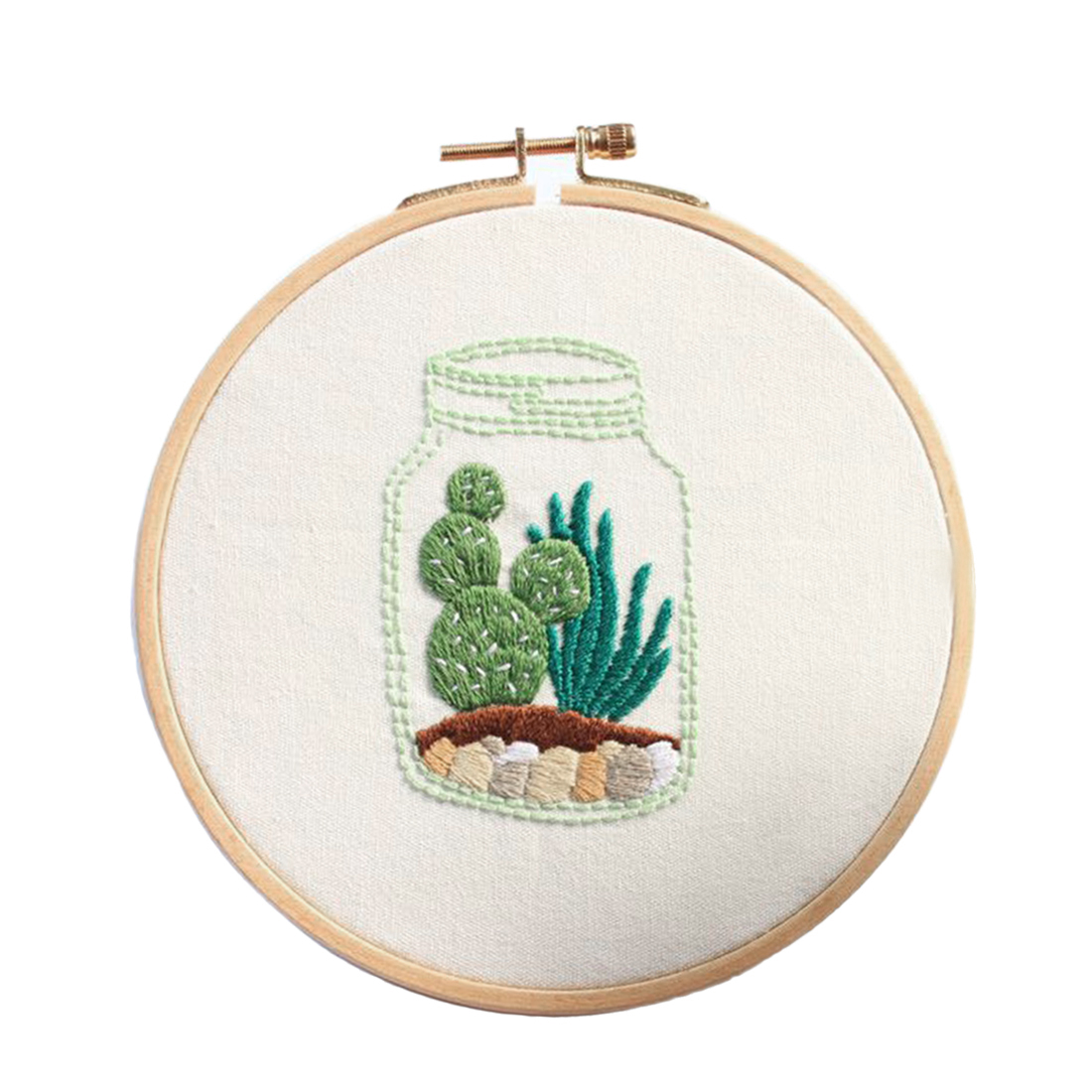 15 x 15cm DIY Cross Stitch Embroidery Starter Kit with Bamboo Embroidery Hoop - Depend: 4