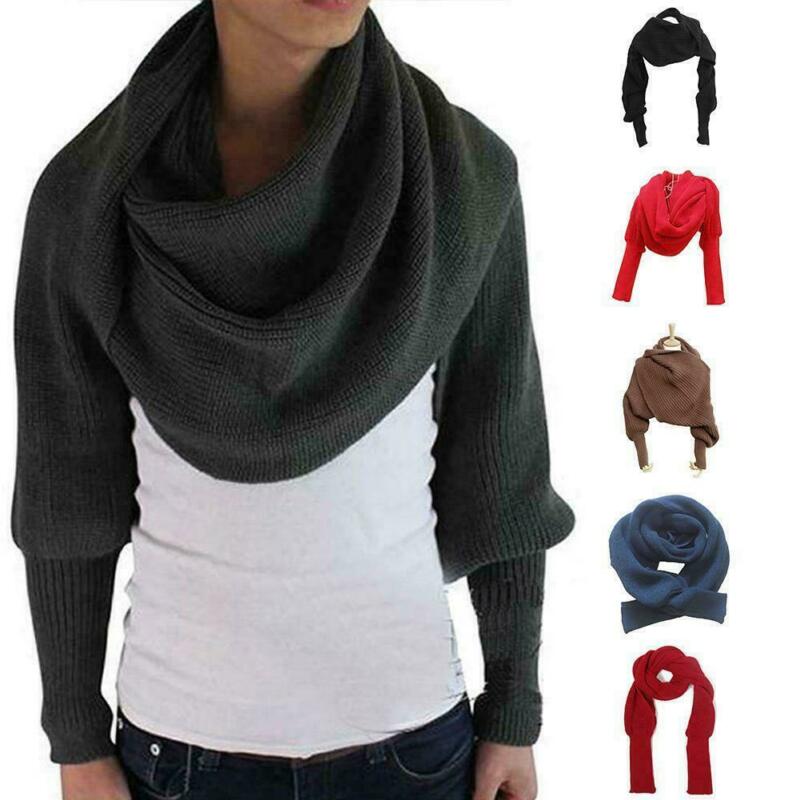 Écharpe Poncho pour femmes, écharpe châle en tricot, à manches longues, à la , hiver vêtement enveloppant à manches longues