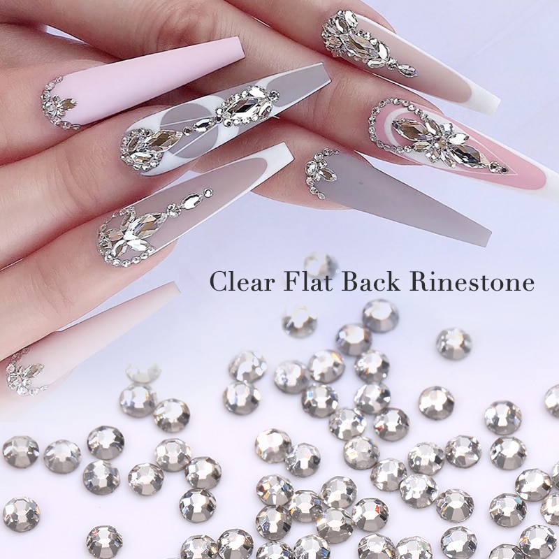 100PCS/Bag Crystals Clear Sharp Flat Back AB Glass Rhinestones Glittering Rhinestone Nails Art Decoration DIY Accessories
