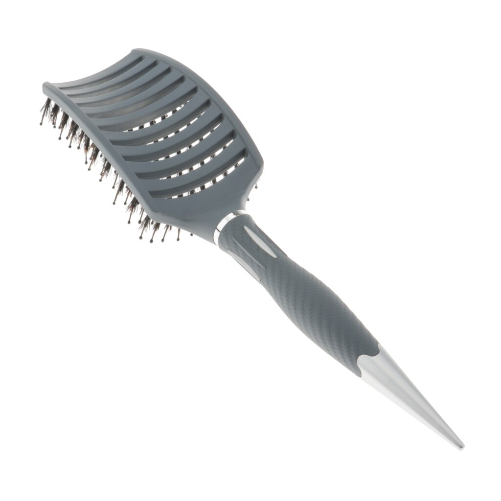 Soft Nylon Pins Cushioned Paddle Brush for Detangling Volumizing Blow Drying Curved Paddle Brush Hair Combs