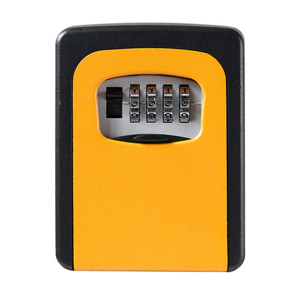 4 Digit Combination Password Safety Key Box Lock Padlock Organizer Wall Mounted: Orange