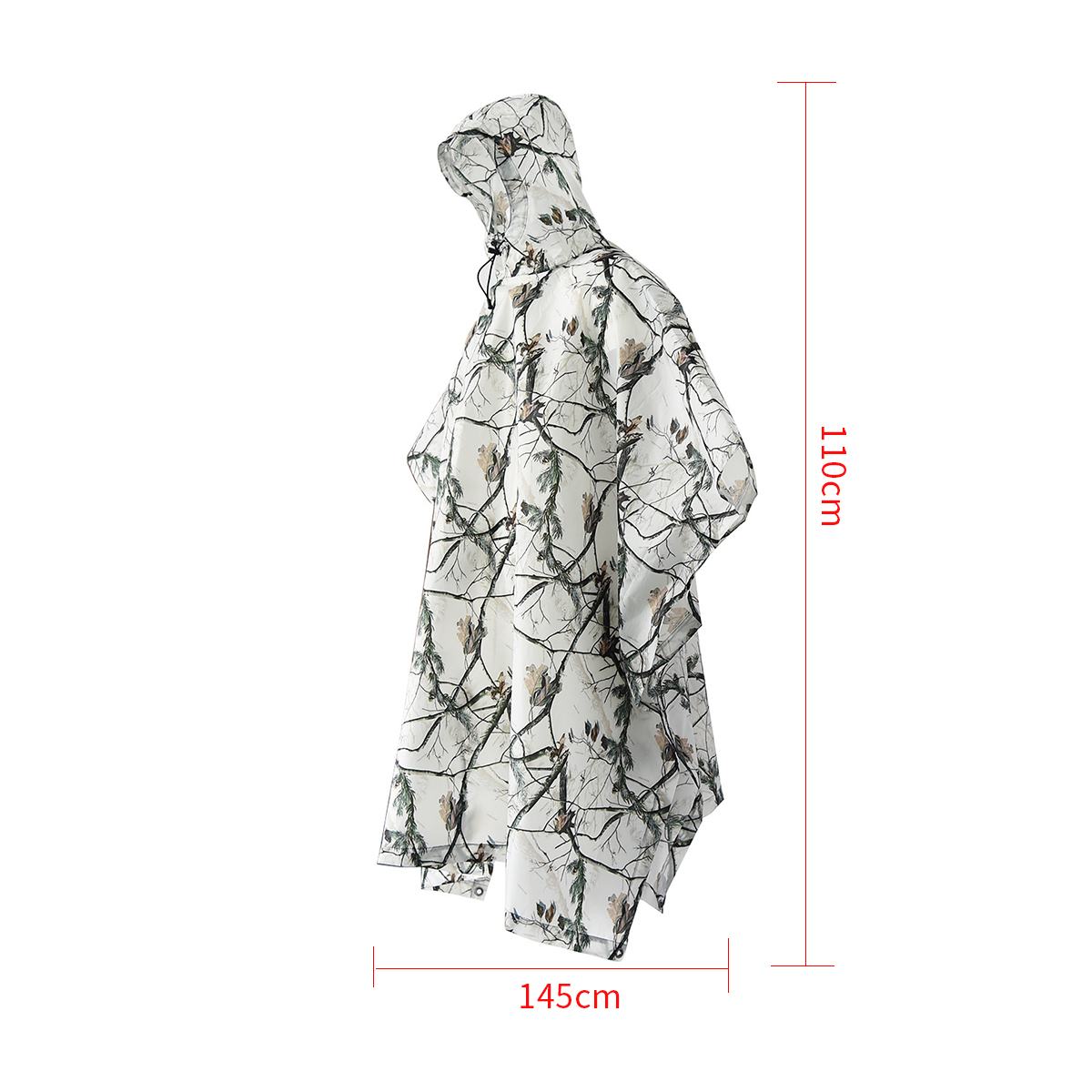 3 in 1 Portable Outdoor Camping Tent Mat Snow Camouflage Raincoat Hood Hiking Cycling Rain Cover Snowproof Waterproof Poncho