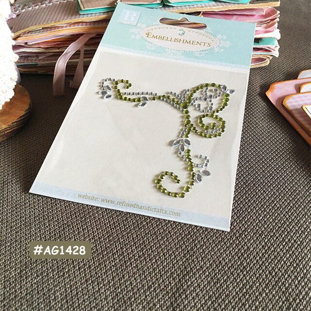 Diy Decal Adhesive Glitter Flower Sticker Craft Sticker Rhinestone Strip Scrapbooking Cloth Greeting Card Handmade Decor Sticker: B