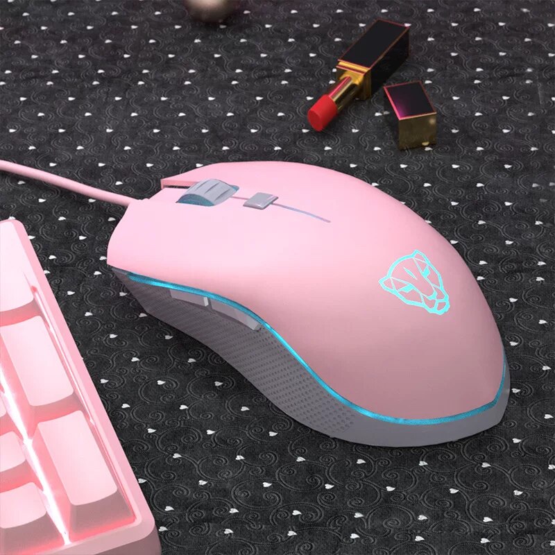 Pink Gaming Mouse Wired USB Mute RGB Gamer 6 Buttons Mice Optical Office Computer Mouse For Desktop Laptop Ergonomic Game Mouse