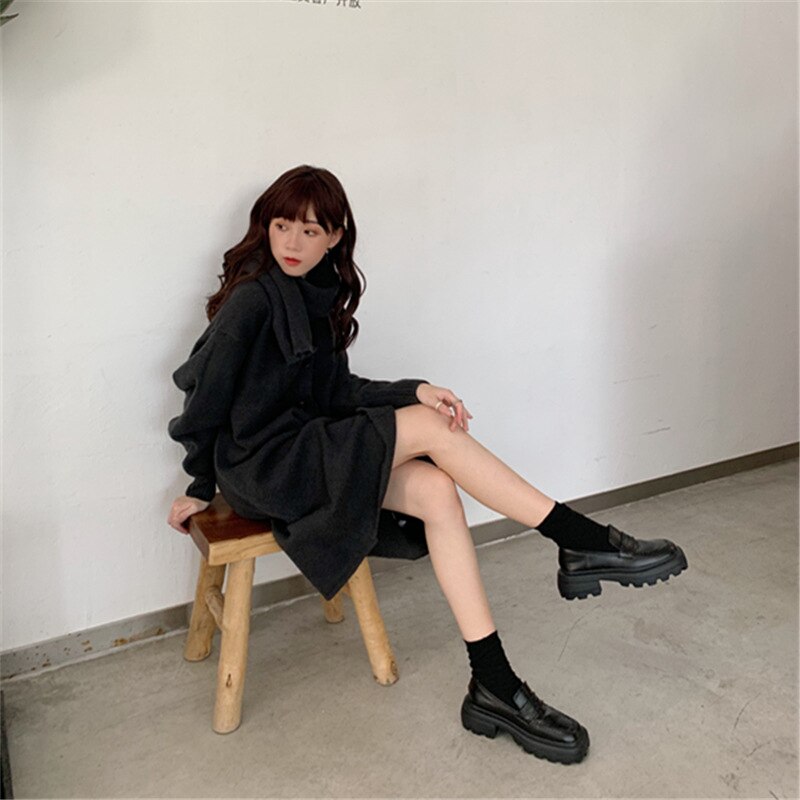 All-Match Square Toe Women Casual Female Sneakers Clogs Platform Flat Shoes British Style Autumn Oxfords Shallow Mouth Creepers