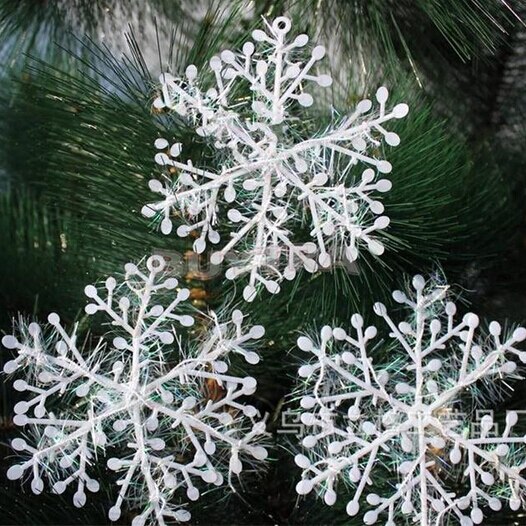 3 stuks/partij 11cm kerstversieringen witte sneeuwvlokken plastic kerst sneeuwvlok boom raam kerstversiering voor thuis