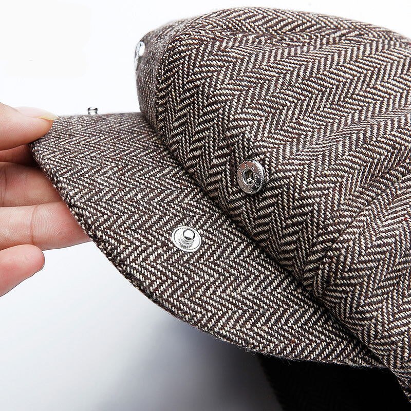 Gorros de Tweed para hombre y mujer, sombrero octogonal cálido, plano, Retro, Unisex, Otoño e Invierno