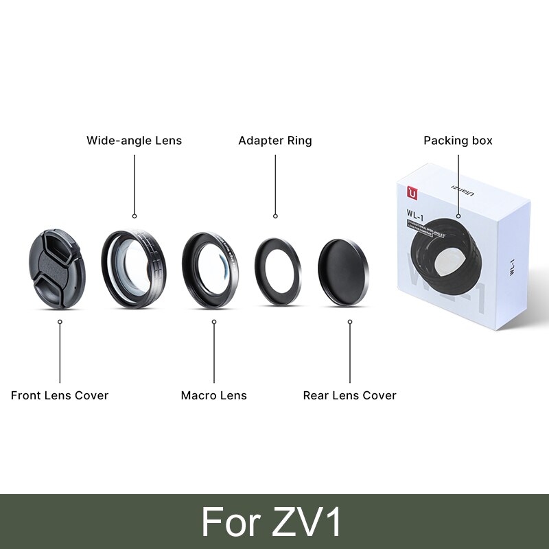 Ulanzi WL-1 2 in 1 18MM Weitwinkel Objektiv 10X Makro Objektiv für Sony ZV1 DSLR objektiv ZV1 Zubehör: Pro ZV1