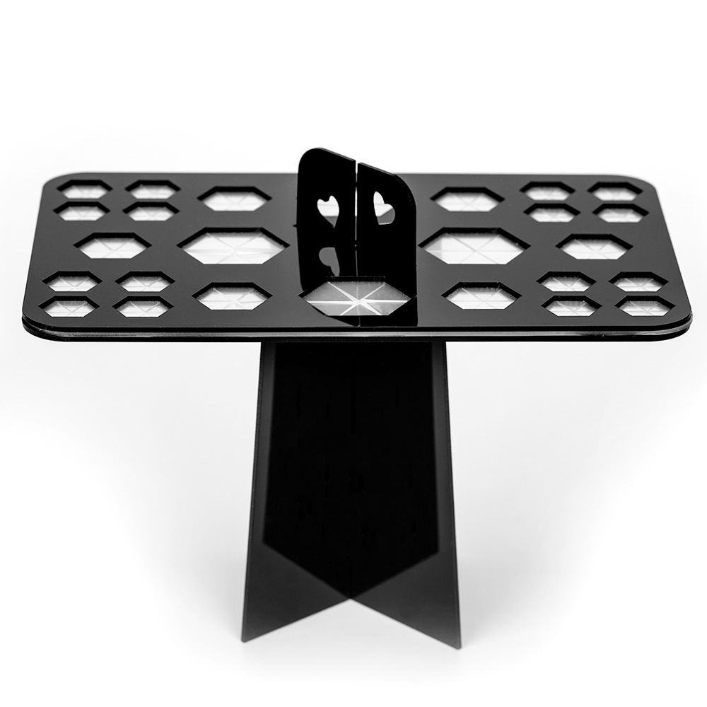 1 Uds estante de secado de brochas de maquillaje, soporte para secador de brochas de maquillaje de 14/26/28 agujeros, soporte para secador de brochas de maquillaje, soporte para brochas de maquillaje: Gris
