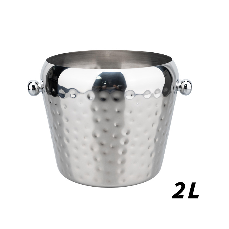 Cubo enfriador de vino y cerveza, 1L, 2L, soporte de almacenamiento de cubitos de hielo de acero inoxidable para Bar KTV, cocina, , Bar, champán, vino, cubos de cerveza: Rosa