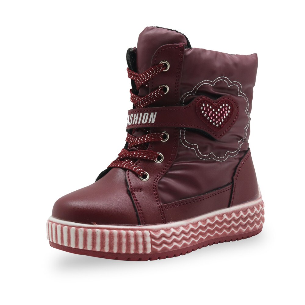 Apakowa Doek Waterdichte Winter Laarzen Meisjes Pluche Wollen Warme Zachte Snowboots Kinderen Schoeisel Met Rits Hart Print Schoenen