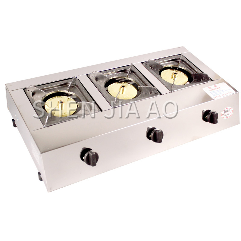 Commercial three-hole gas stove Stainless steel stove Energy-saving furnace Firepower Hotel kitchen gas stove