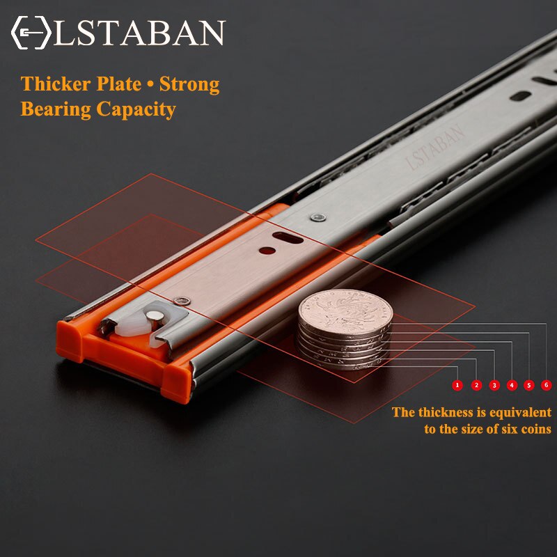 LSTABAN 6" - 20" Scorrevoli per cassetti in acciaio inossidabile Soft Close Binario per binario scorrevole Scorrevole per armadi a tre sezioni Ferramenta per mobili