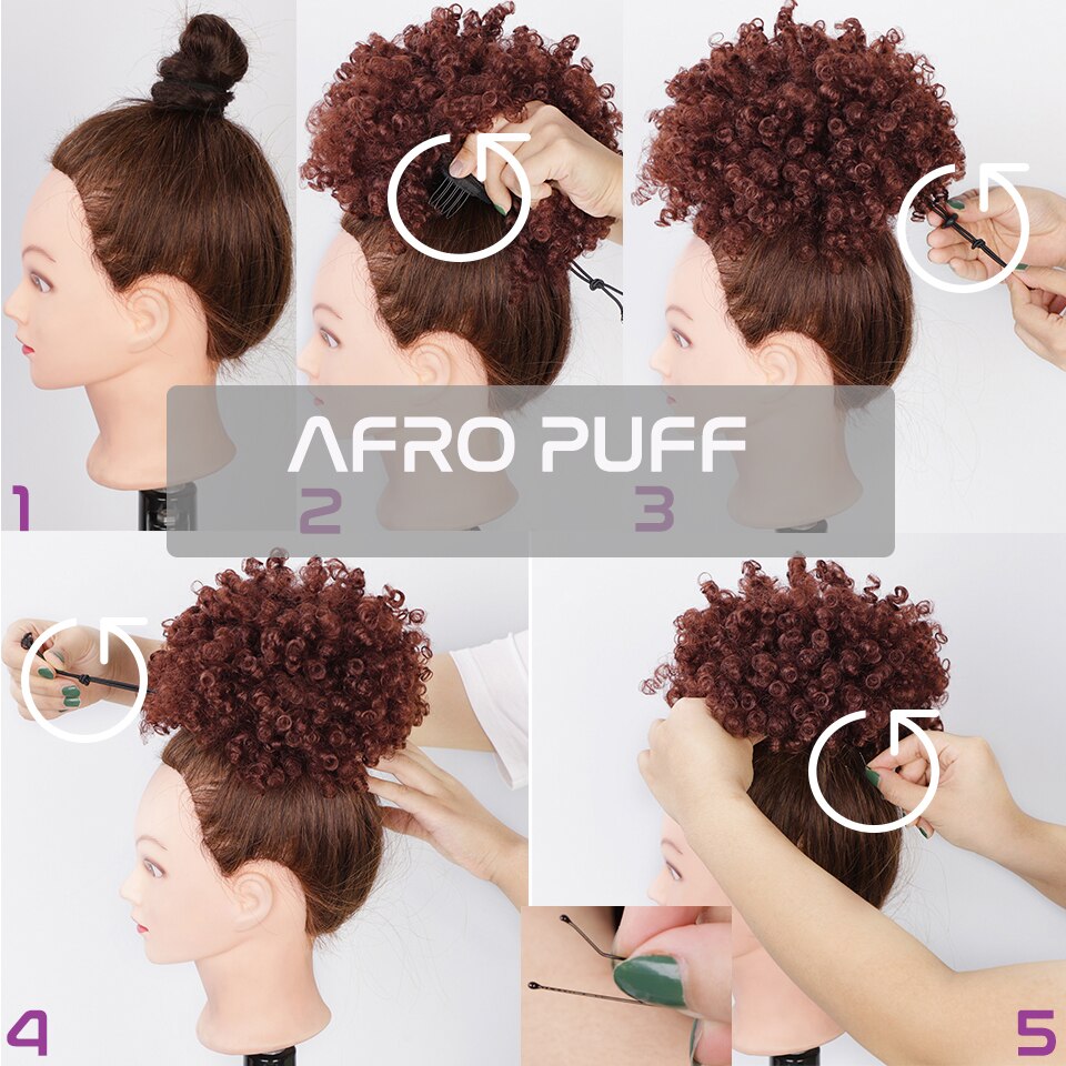 AISIBEAUTY Afro Puff Hair Short Kinky Curly Chignon Hair Extensions Synthetic Puff Afro Bun Wrap Drawstring Hairpiece for Women