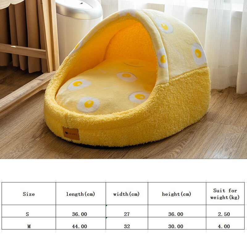 Hondenmanden voor kleine honden, honden- en kattenmand, uitneembaar hondenhok, warm hondennest, hondenhokkussen, kattenhuis, kattenhuis, huisdierproducten: Geel / M