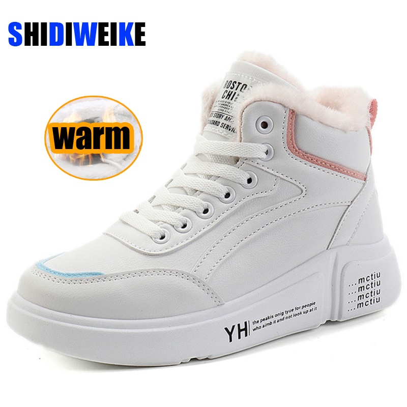 Vinter kvinder sneakers pelssko kvinde hvid varme ankel snestøvler dame platform fritidssko str. 40 ab734