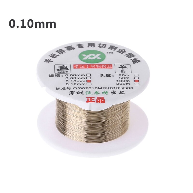 100m Alloy Gold Molybdenum Wire Cutting Line LCD Display Screen Separator Repair: 0.1