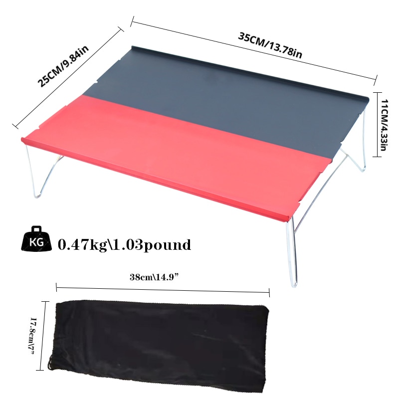 2PCS Mini Table Durable and Strong Easy to Carry Camping and Travel Table Aluminum