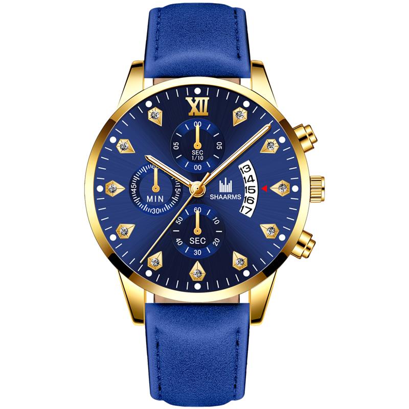 SHAARMS hommes montre bracelet en cuir Quartz montre-bracelet Date horloge Sport montres Relogio Masculino: K