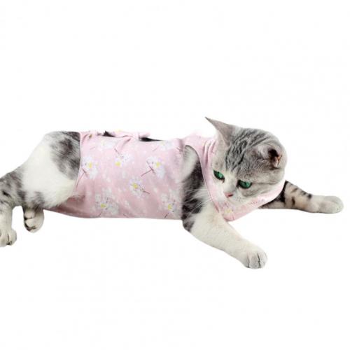 Trajes de recuperación quirúrgica para gatos, traje de recuperación para heridas, camisa de perro, después de cirugía, traje de recuperación de destete, ropa para mascotas: Rosa / L