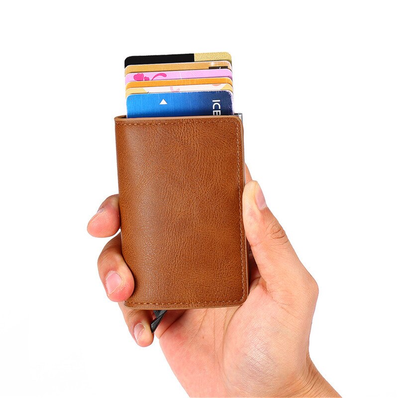 Bycobecy menn og kvinner smart lommebok mini lommebok sikkerhet rfid holder pop-up clutch kortholder aluminiumsboks kredittkortholder