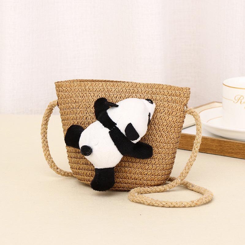 10 Kleuren Kinderen Meisjes Schoudertas Leuke Panda Stro Messenger Bag Kids Sleutels Portemonnee Schattige Prinses Mini Handtas: 1