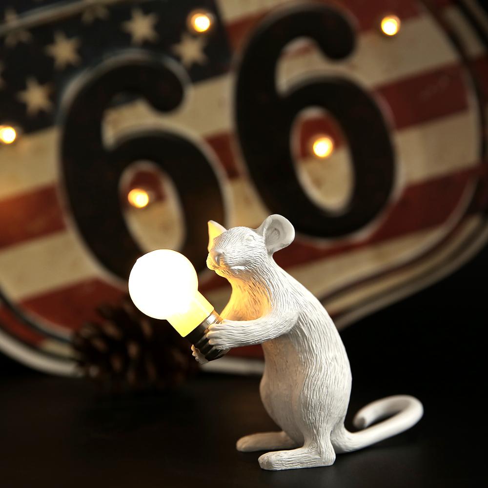Seletti moderne harpiks mus bordlampe led  e12 mus bordlamper skrivebord nordisk barnerom dekor led nattlys eu/au/us/uk plug: Skrivebordsdekor hvit b