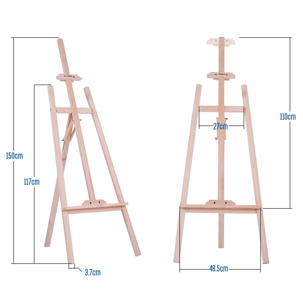 150cm/ 59 Inch Durable Art Artist Wood Wooden Easel Sketch Drawing Stand NZ Pine for Painting Sketching Display Exhibition