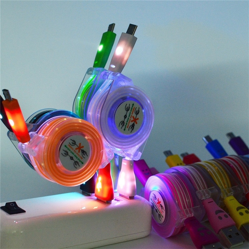 Lumière LED impressionnant Micro USB câble lumineux Android Port données câble chargeur de téléphone