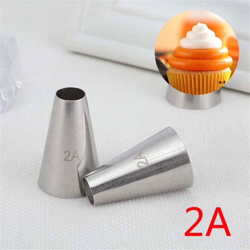# 2A Round Cake Nozzles Pastry Tips Cup Cake Cream Decorating Tool Stainless Steel Cupcake Cookie Piping Nozzle DIY