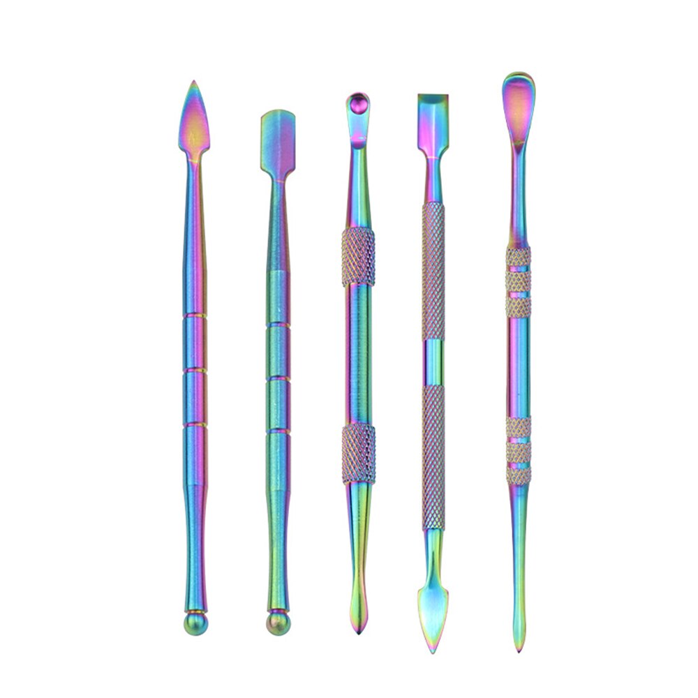 5 Stks/set Cuticle Pushers Wax Carving Tool Rvs Multifunctionele Titanium Nail Lepel 5Ml Siliconen Container Accessoires