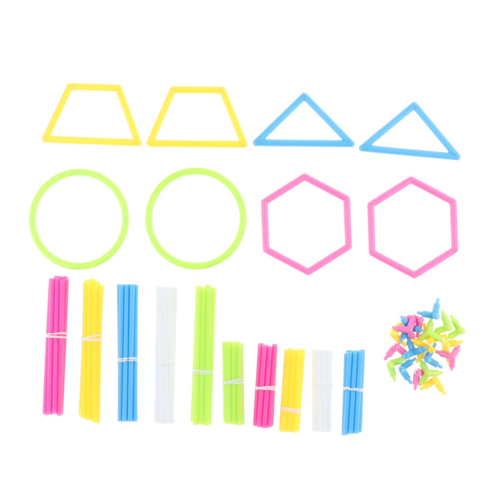 Spielzeugset mit verschiedenen farbstäben und geometrischen blöcken für das mathematische lernen im vorschulalter,