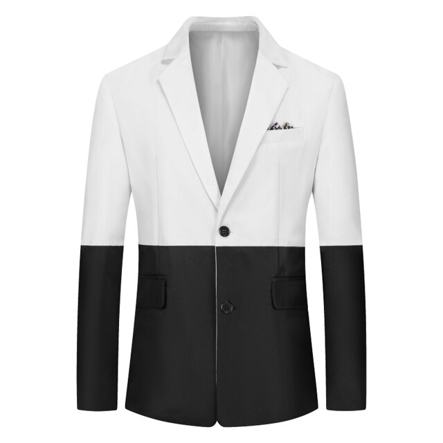 Slim Fit para hombres Blazer Casual sólido negocio boda prendas de vestir abrigo traje Tops de una sola botonadura Regular completo: white Black / XXL