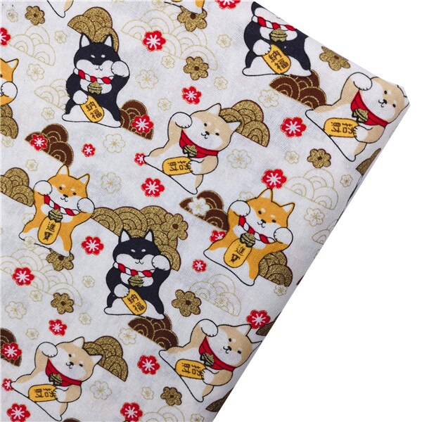 Mantel para coser DIY, colchas hechas a mano, decoración de algodón para el hogar, estampado reactivo de satén, estilo bronce, flor de ciruela, tela de gatos: half yard / NO.17