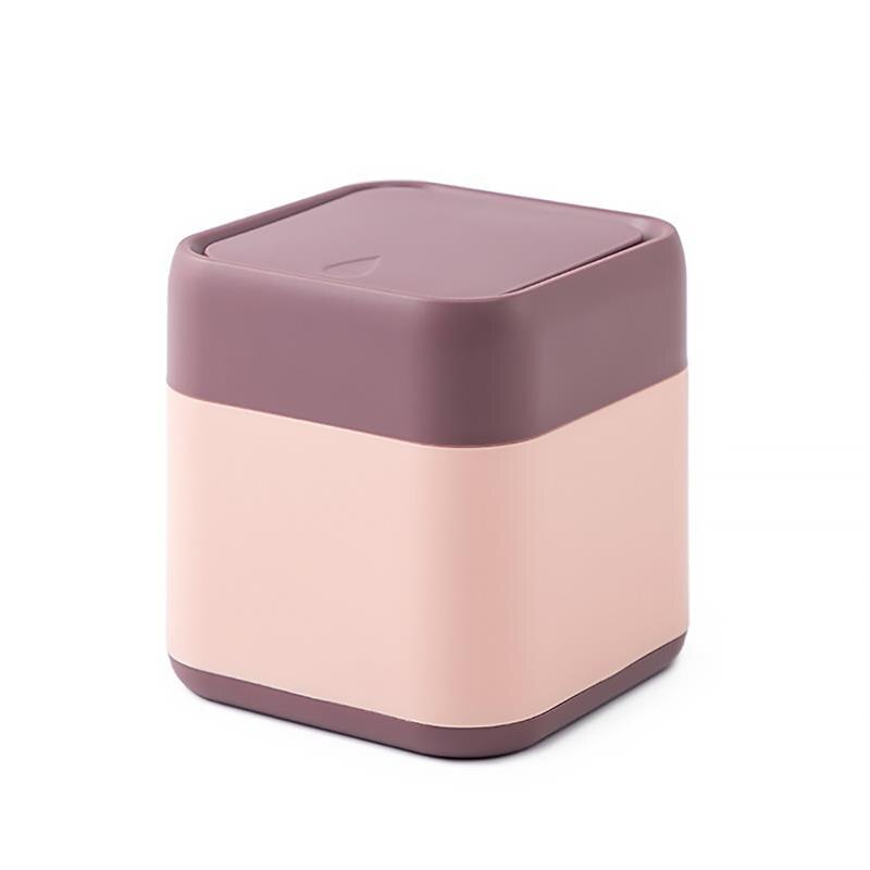 Papelera para escritorio multifuncional, Cubo de almacenamiento con cubierta para oficina, hogar, escritorio, Mini papelera: Rosa