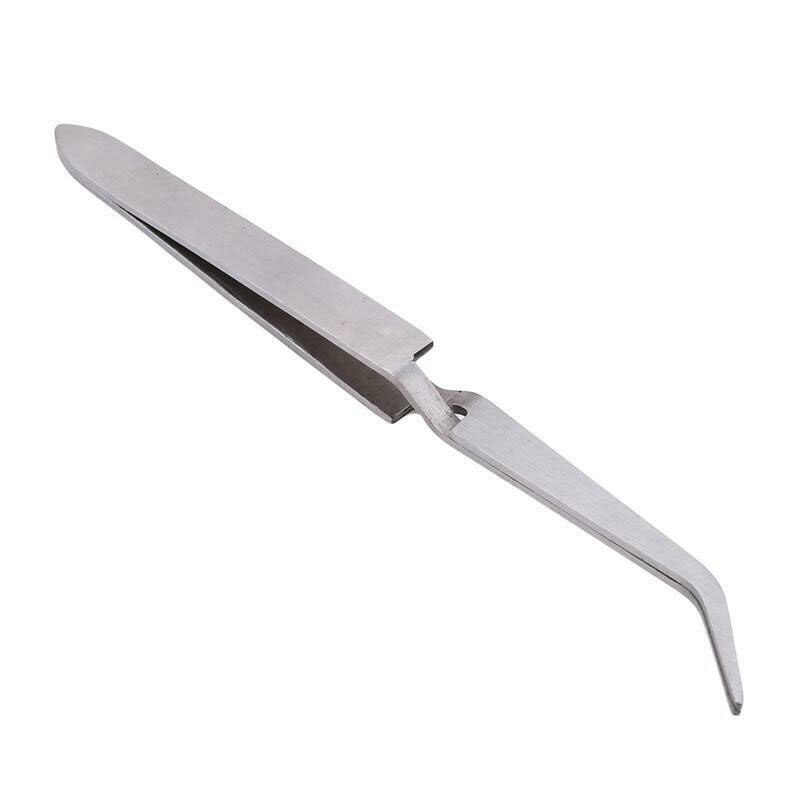 Pinzas rectas y curvadas de acero inoxidable con cierre cruzado, herramientas manuales de mantenimiento para moldear uñas acrílicas, acción inversa, 1 ud.