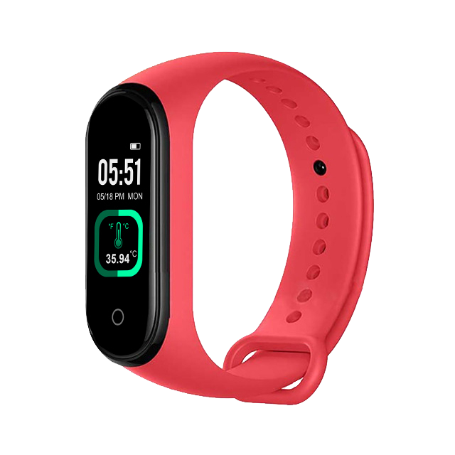 M4 Pro Smart Armband Thermometer IP68 Waterdicht Hartslag Bloeddruk Fitness Armband Horloges Voor Huawei Xiaomi Ios: Red